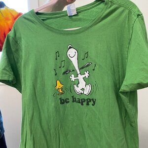 Peanuts Snoopy & Woodstock Be Happy Green Top Size XXL